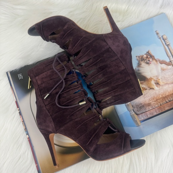 Women's Joie Anja Open Toe Suede Lace Up Gladiator Sandal EU Size 38 Brown - Picture 6 of 16